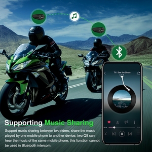 EJEAS-Auriculares Q8 para casco de motocicleta, sistema de intercomunicación grupal con Bluetooth, para compartir música, para que 6 personas hablen al mismo tiempo - Product Image 2