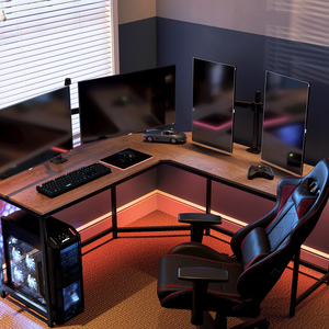 Modern Simple Study Desk Industrial Style Laptop <strong>Table</strong> for Home Office Desk Brown Desktop <strong>Computer</strong> Desk - Product Image 1