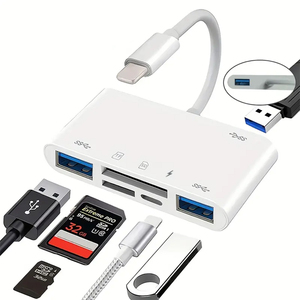 适用于IPhone14/13 /12/11存储卡读卡器Otg相机适配器的6合1 sd卡读卡器支持sd卡和tf卡 - Product Image 1