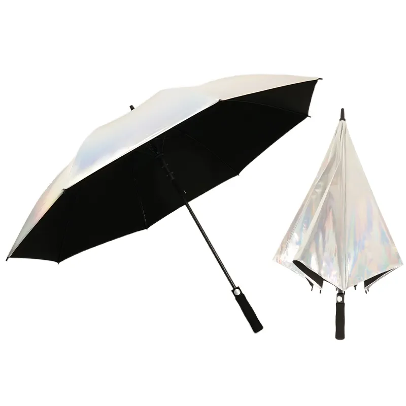 雨のためのハイエンドシルバーブラックコーティング卸売スティックストレートカスタム防水傘