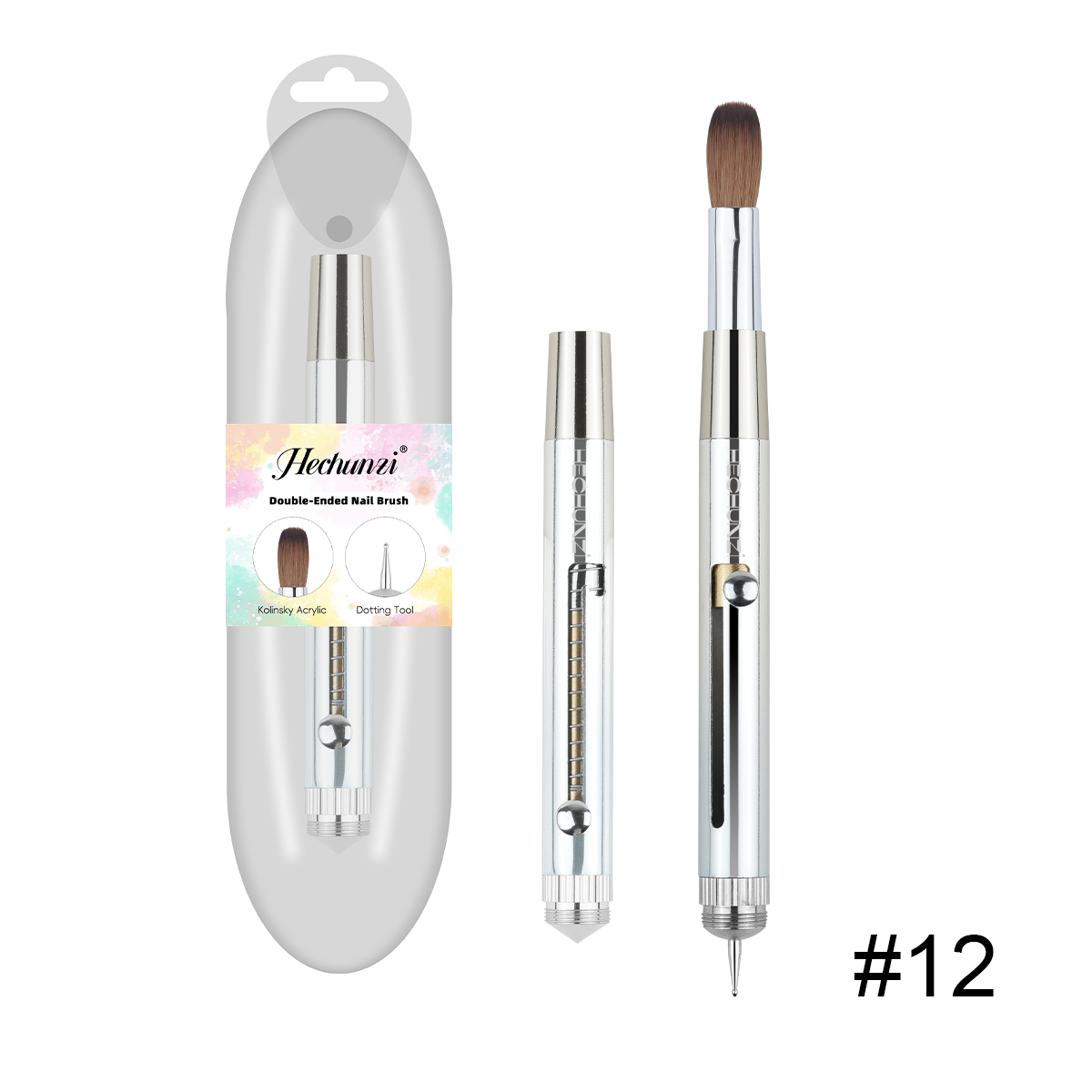 Silver #12 Kolinsky Brush+ Dotting Tip