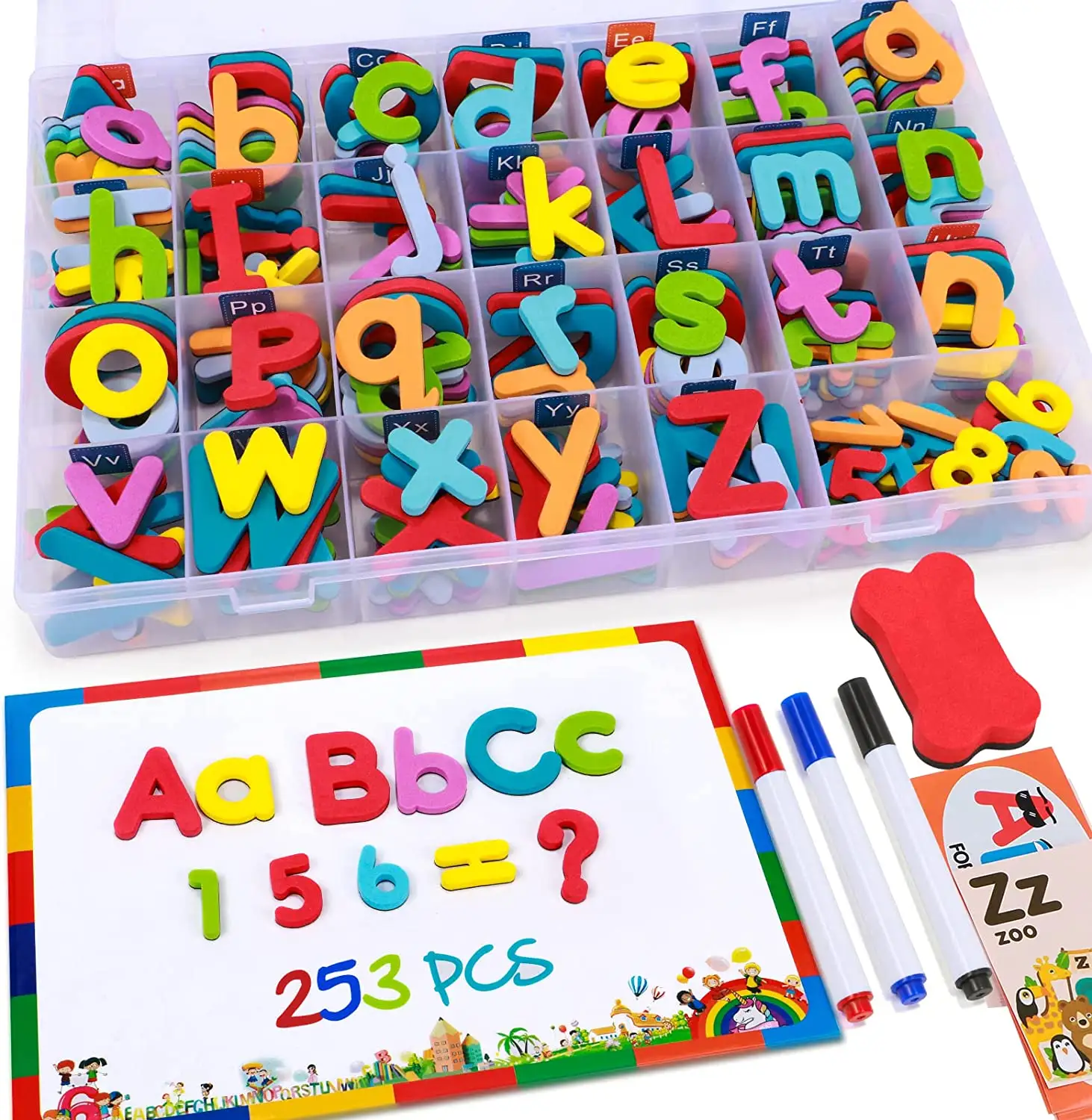 แม่เหล็กตัวอักษรและตัวเลขชุดโฟมตัวอักษร ABC ตู้เย็นแม่เหล็กเด็กของเล่นเพื่อการศึกษา