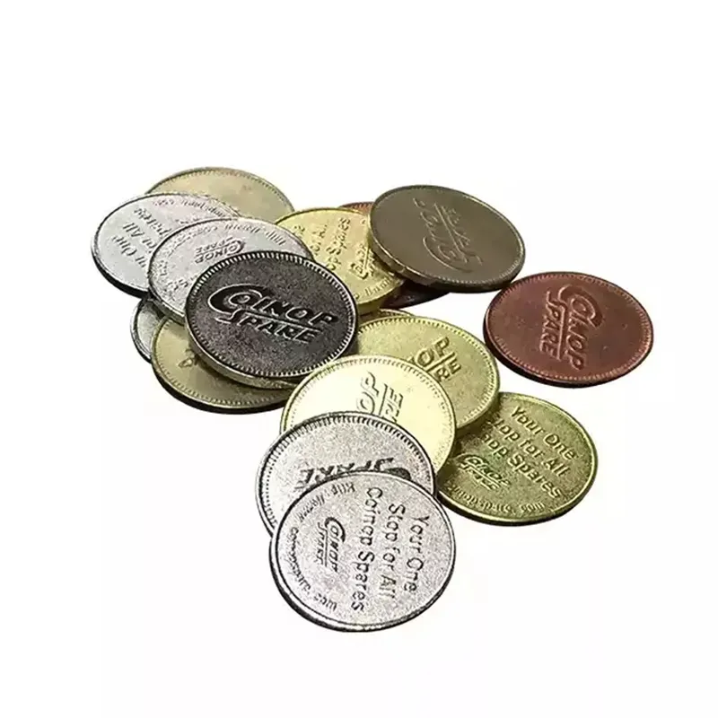 ขายส่งราคาถูกที่กำหนดเองเครื่องเกมอาเขตโลหะเหรียญเงิน Token กด Pennies ทอง Token เกมเหรียญ