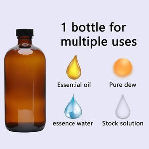 Бутылки из янтарного стекла объемом 16 унций (500 мл) с черной завинчивающейся крышкой для ликера, лекарств, эфирных масел, сиропа от кашля - Product Image 4