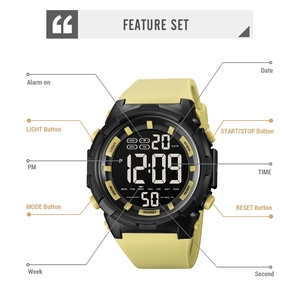 Skmei 1845 Wholesale Black Men Digital Watch <strong>Excel</strong> Silicone Band Water Proof Multi <strong>Function</strong> Character Sports Wrist Watch - Product Image 4