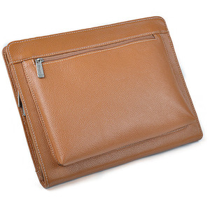 Executive Zippered Holder Leather Documents Agenda/Portfolio File <strong>Folder</strong> <strong>With</strong> Letter-<strong>Size</strong> <strong>Notepad</strong> and Pockets - Product Image 2