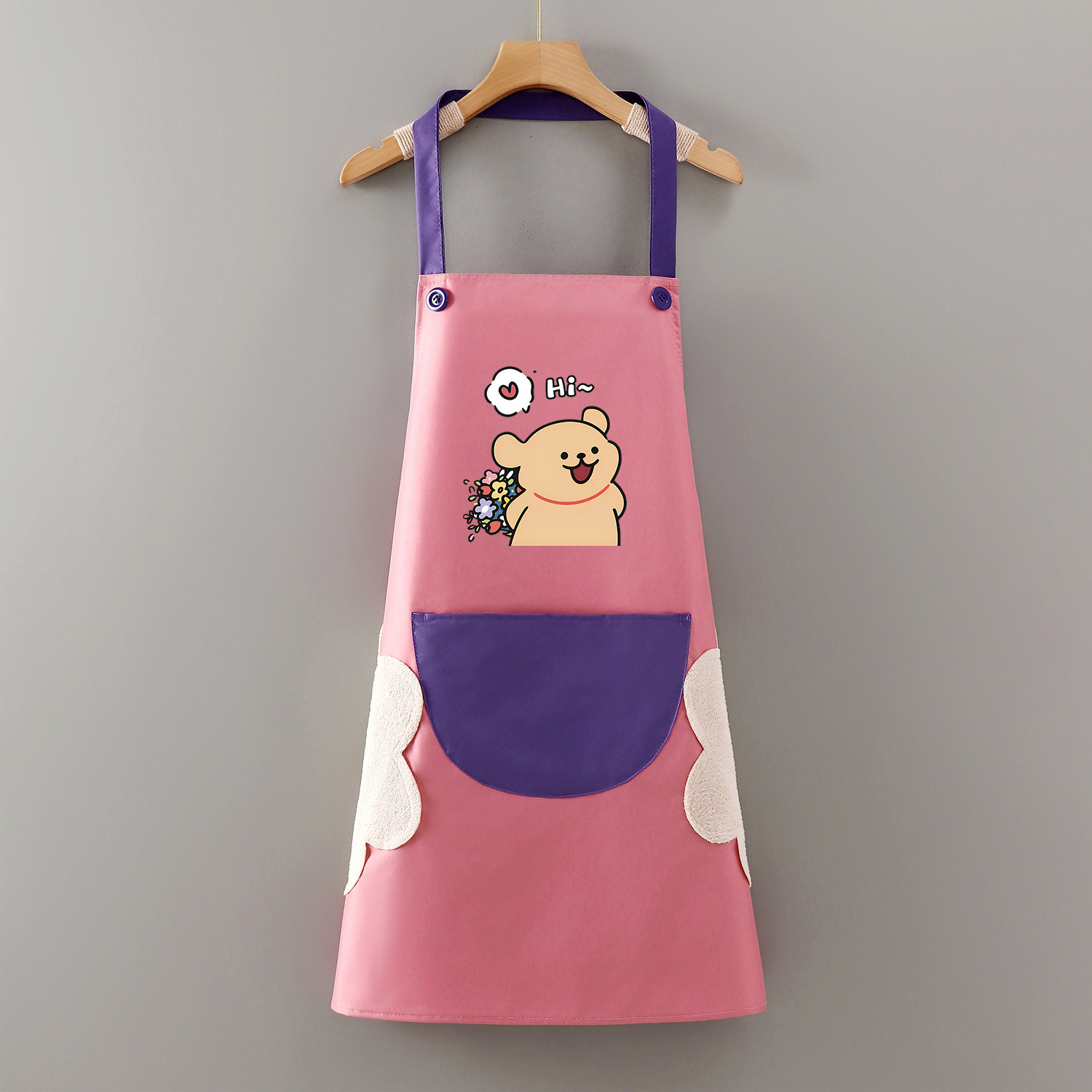 Cabestro impermeable Hi flower bear rosa púrpura estilo limpiarse las manos