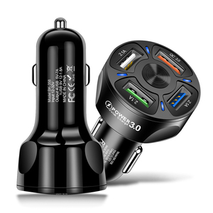 Smart 4 USB Car Charger QC3.0 Dedicated Port 3 Ports 2.1A 20W Total <strong>Output</strong> 12V-24V DC <strong>Input</strong> ABS Shell for Multi <strong>Devices</strong> - Product Image 1