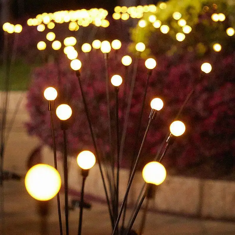 Nuevas luces de luciérnaga alimentadas por energía solar para exteriores, luces de jardín oscilantes solares, 2 modos de parpadeo/encendido constante para Patio, jardín, camino, Patio