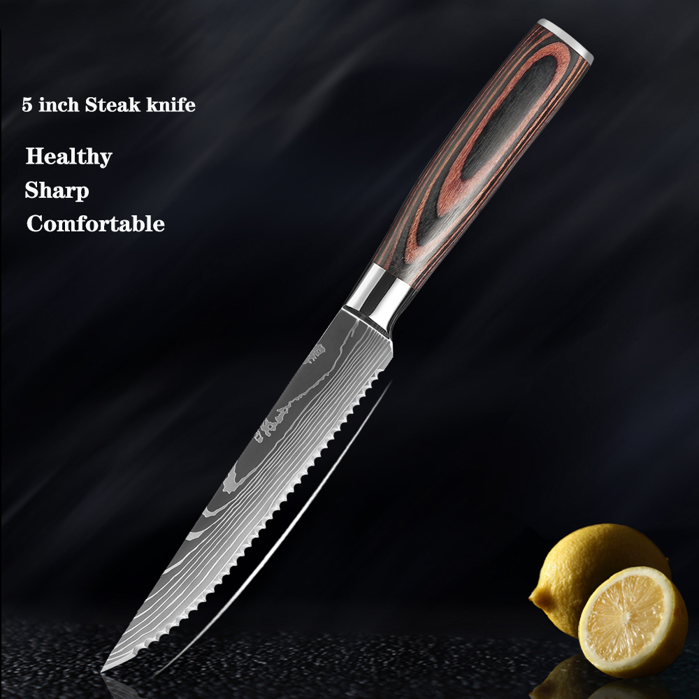 Manche en bois coloré pour steak de 5 pouces