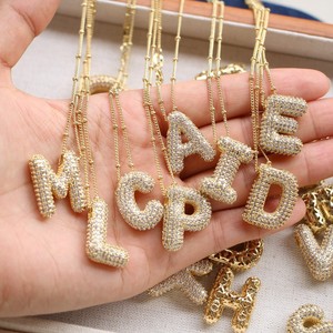 Hot Sale Fashion 26 Alphabet Letter Pendant Necklace Brass Micro-Set Zircon Balloon Letter Collar <strong>Chain</strong> - Product Image 2