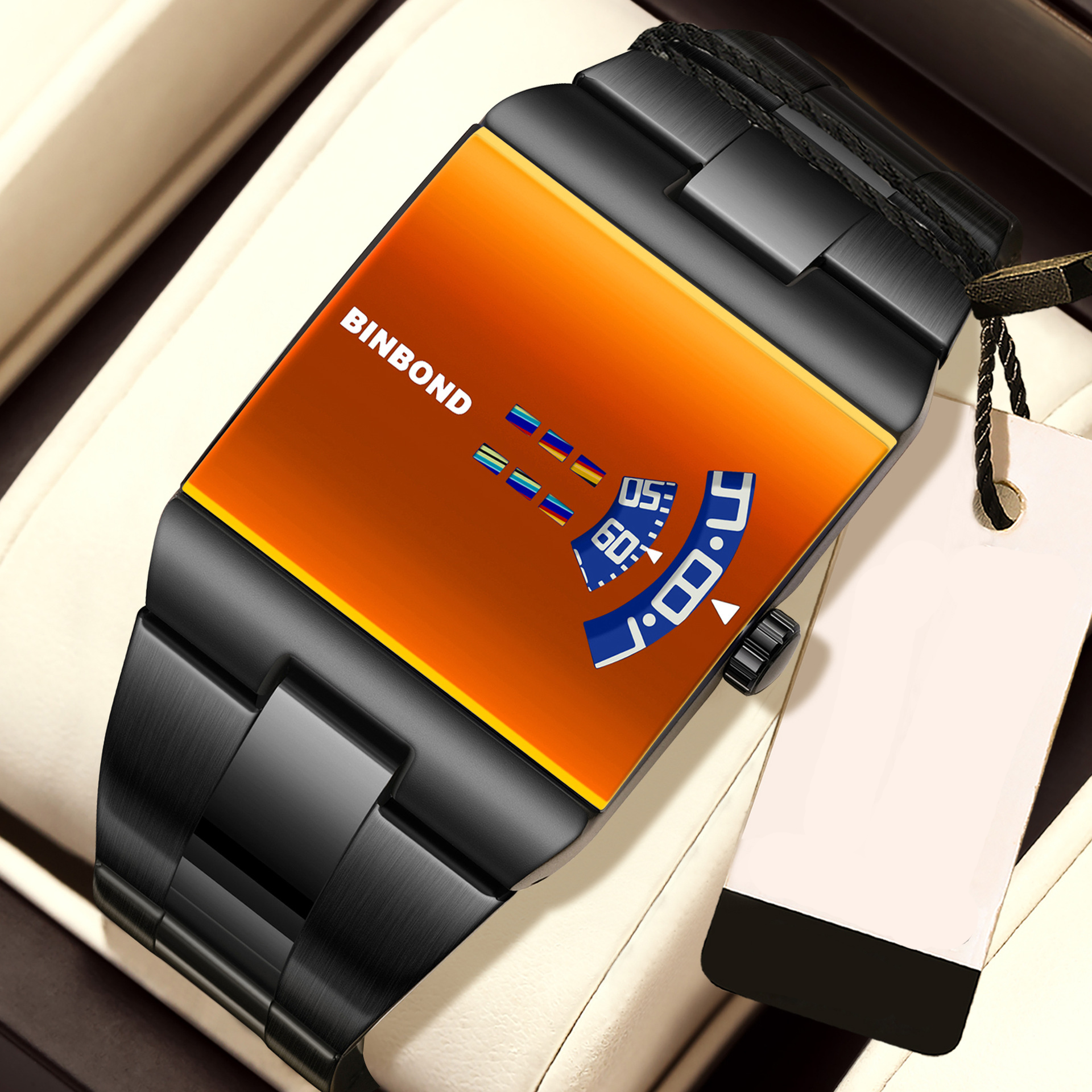 4 Orange Dial Black Band