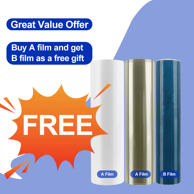 Film A : Transparent/Blanc ; Film B : Bleu offert