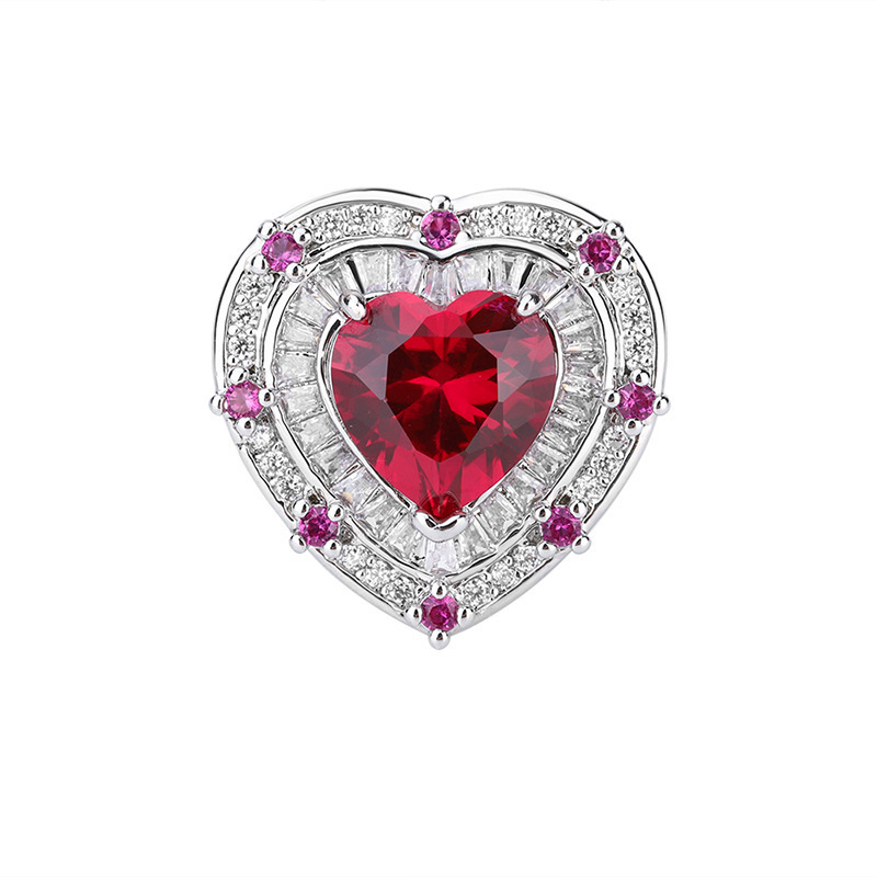 Bague en corindon rouge, taille ajustable