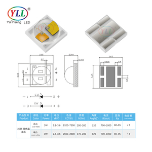 Yuliang TC 3535 Smd Led çift renkli yüksek güç 6W 3V CCT 1600-25000K sahne aydınlatma sokak aydınlatma için, duvar yıkayıcı aydınlatma - Product Image 2