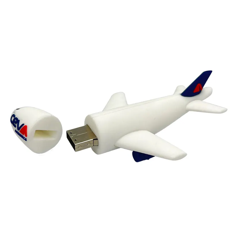 Regalo promozionale progetta la tua forma Logo 3d Pvc Cartoon Aircraft 8gb 32gb U Disk 2.0 Memory Stick 3.0 Pen Drive Pendrive