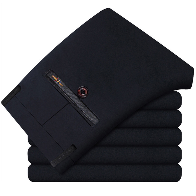 Pantalon de costume stretch noir pour hommes, grande taille
