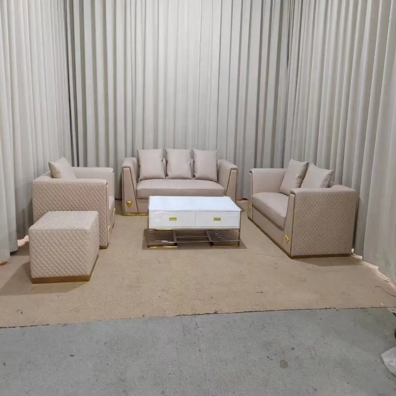 Foshan New Good Furniture Italian Dubai Fabric Sofa Set Sala de estar Muebles para el hogar