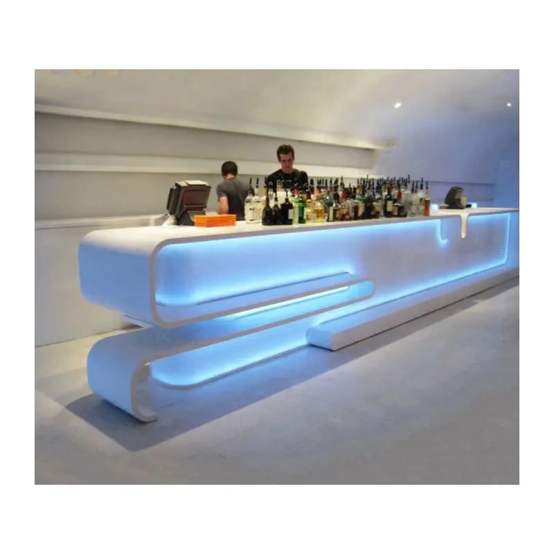 Café, boutique, Bar, idée sur mesure, Art déco d'intérieur, Design de luxe, forme d'arc éclairé, acrylique, Surface solide, blanc, café-Bar à vendre