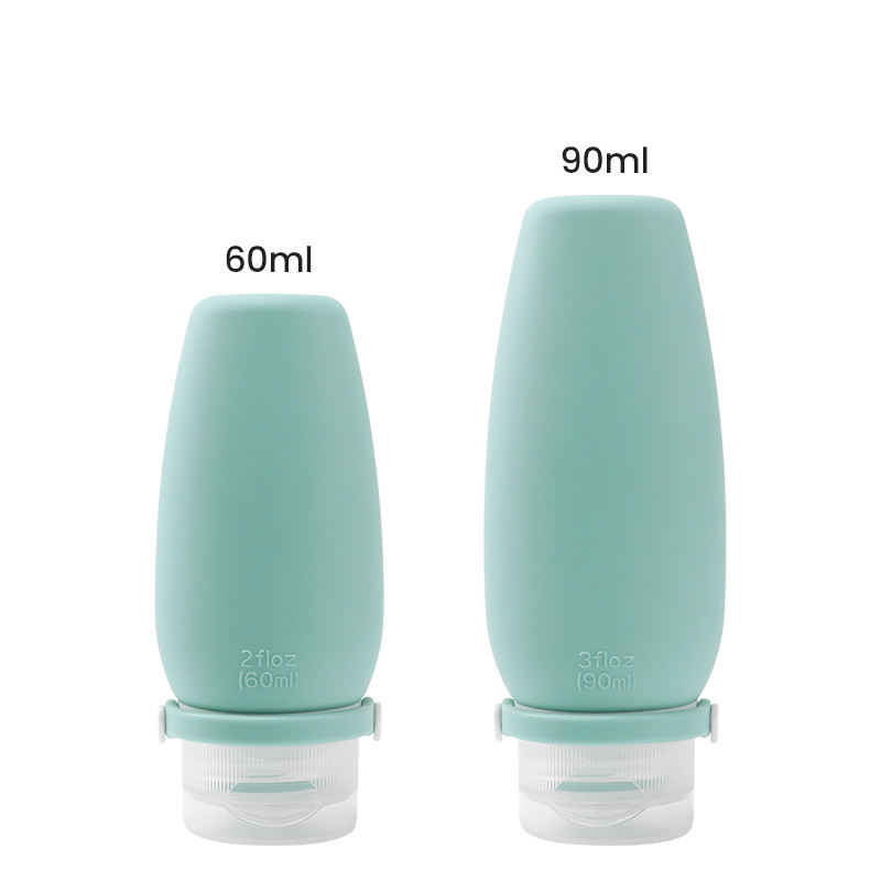 Bouteille rechargeable en silicone verte