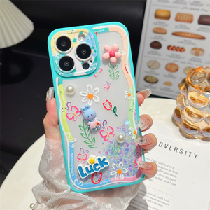 For Tecno Spark <strong>Go</strong> 2024/Spark 20/Spark 20C/POP8 Cartoon Glitter 3D Flower Pearl Rabbit Bear for Girls <strong>rainbow</strong> Mobile Phone Case - Product Image 4