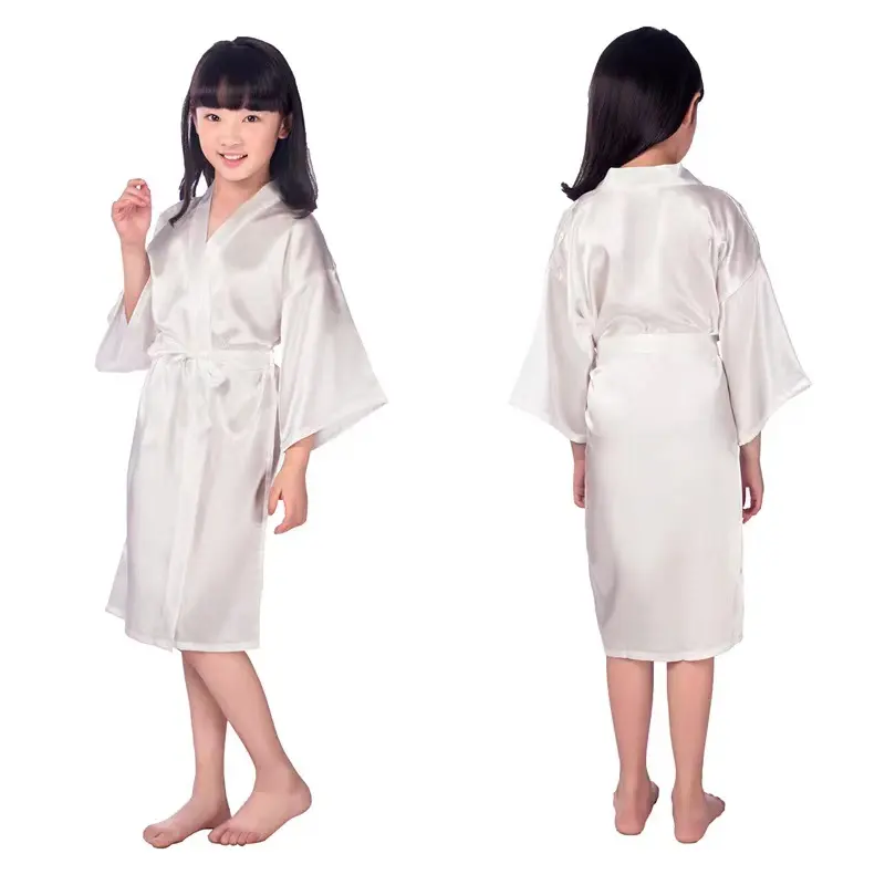 Designer LOGO Kimono in seta solida per bambini abito in raso damigella d'onore Spa pigiama per bambini