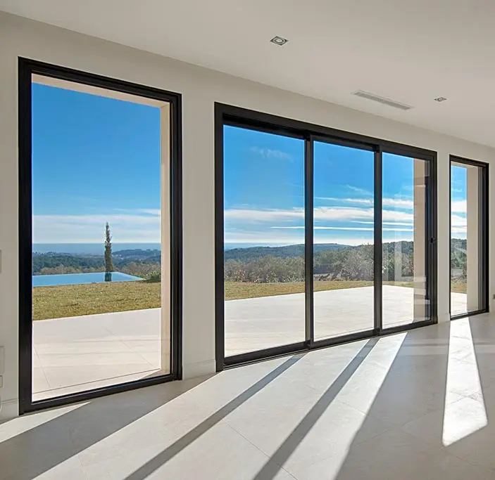 Alüminyum panoramik sürgülü kapı ticari ekran kapılar katlanır cam veranda ticari avustralya standart dış kapılar