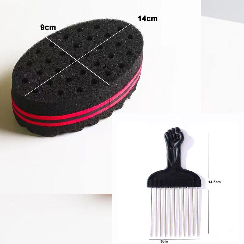 Peigne fourchette à aiguilles en acier à petits trous, éponge noire
