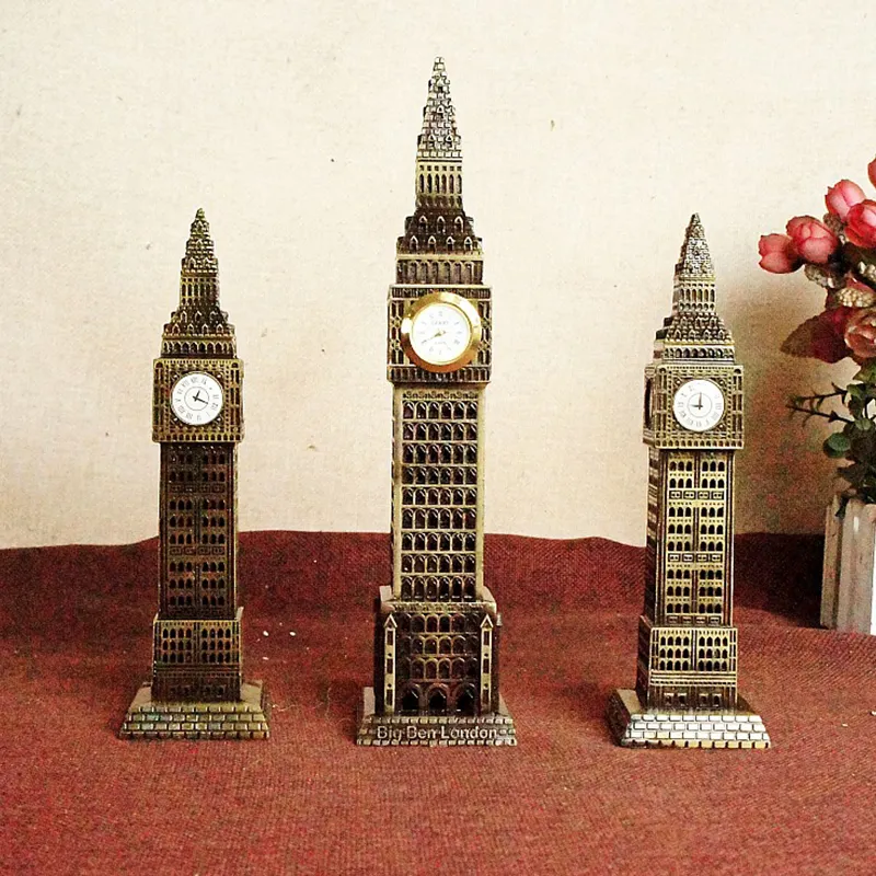 Arquitectura antigua de fama mundial, artesanía de Metal, recuerdo de Londres, modelo Big Ben para adornos de oficina/