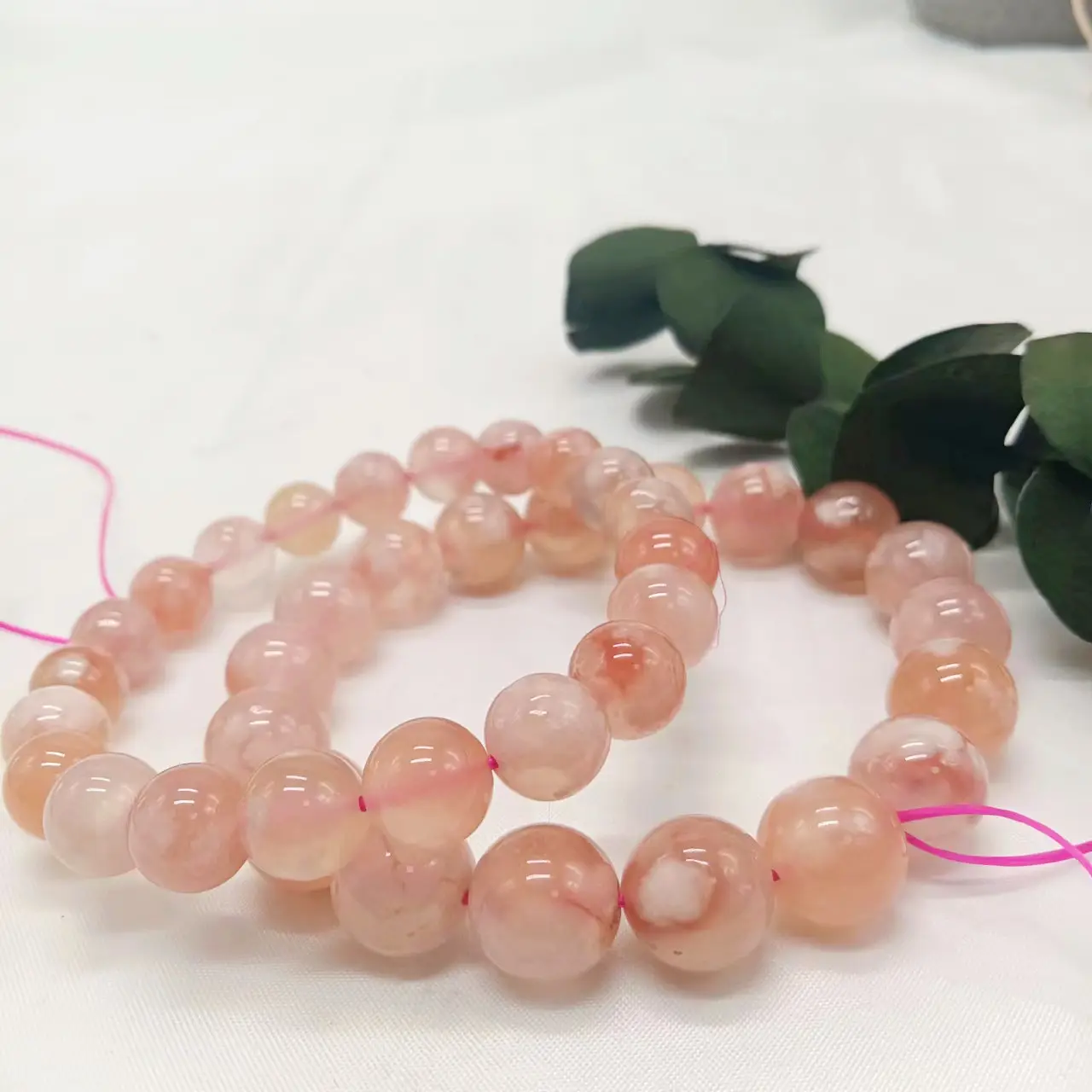 Großhandel natürliche Quarz Perlen Armbänder Sakura Kirschblüte Blume Achat Kristall Armband
