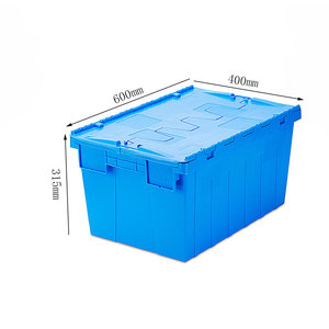 Transporte logístico Anidamiento Caja móvil de plástico Tapa adjunta Contenedores Caja Apilable Caja de almacenamiento de servicio pesado - Product Image 3
