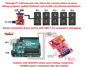Feetech STS3215 SO-ARM100 сервопривод 12 В 30 кг 360 градусов робот сервопривод для Ai робототехническая рука/DIY Программирование робота Рука без FE-URT-1