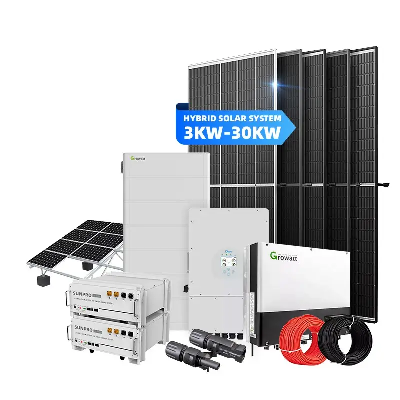Residencial 20KW 30000W 220v 380v Home Sistema Elétrico De Energia Solar Híbrido Do Sistema De Energia Solar Da Grade com Bateria