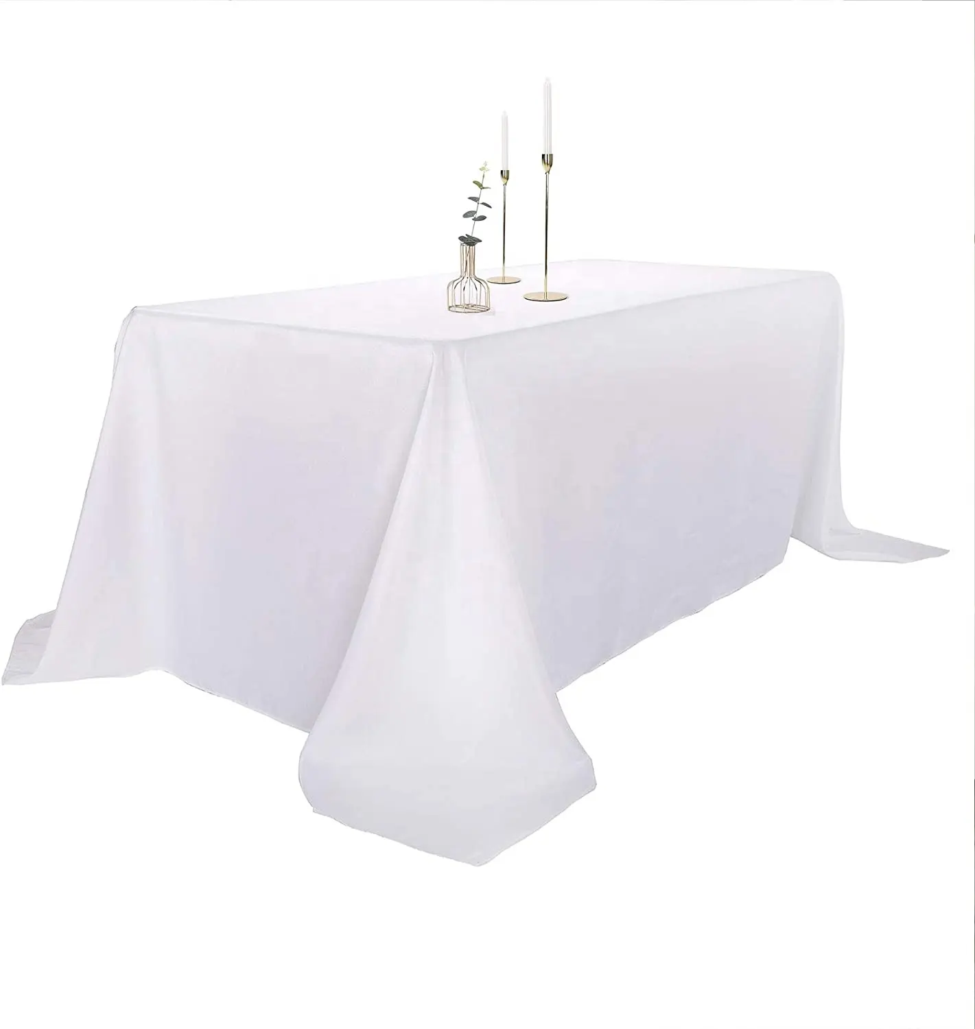 Nappe rectangulaire blanche de 8 pieds, 90x156 pouces, en Polyester, pour mariage, Banquet, Restaurant, vente en gros