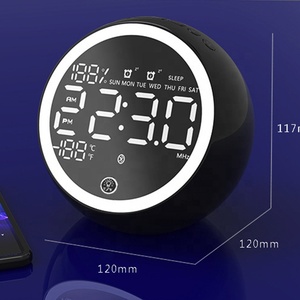חדש עיצוב נייד FM רדיו דיגיטלי שעון מעורר עם USB מטען מראה BT מודרני שולחן עבודה שולחן טמפרטורת שעון