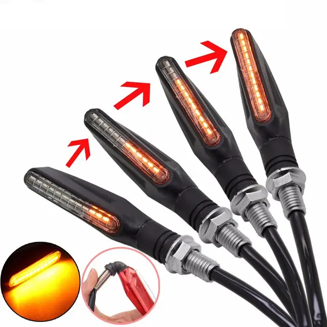 Moto 12 LED Clignotants Clignotant Queue Léger Coulant L'eau Moteur Clignotant Feux de Direction Voyant Stop Signal IP68