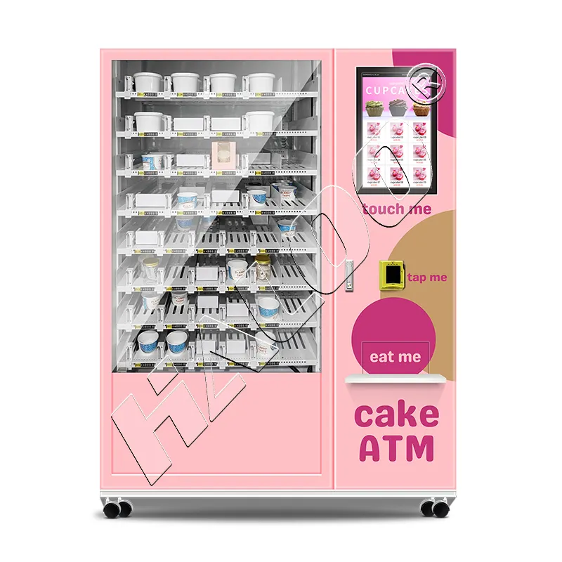 Máquina de venda de bolo refrigerada, máquina de venda de alimentos cupcake com elevador