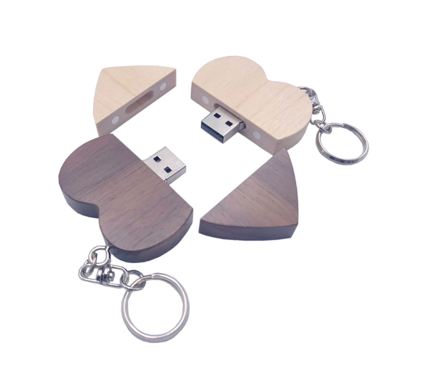 Memoria USB para regalos de boda, buena calidad, forma de corazón de madera, unidades Flash USB, logotipo personalizado, unidad Flash USB de madera