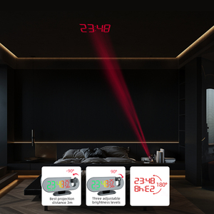 RGB часы с дисплеем температуры и влажности Будильник 180 ° проектор 9 дюймов светодиодные цифровые часы с радио и портами USB - Product Image 2