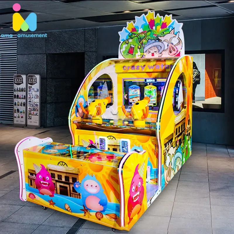 Guangzhou AMA 2 Jogadores Crianças Tiro Vídeo GaIndoor Kids Playground Coin operated Redemption Games Water Shooting Game Machine