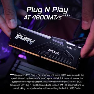 Fury Beast แรม16GB 6000MT/S, หน่วยความจำ DDR5เดสก์ท็อป AMD Expo plug และ Play โมดูลเดียว Ddr5แรม KF560C30BBEA-16 16GB DDR5 16GB - Product Image 3