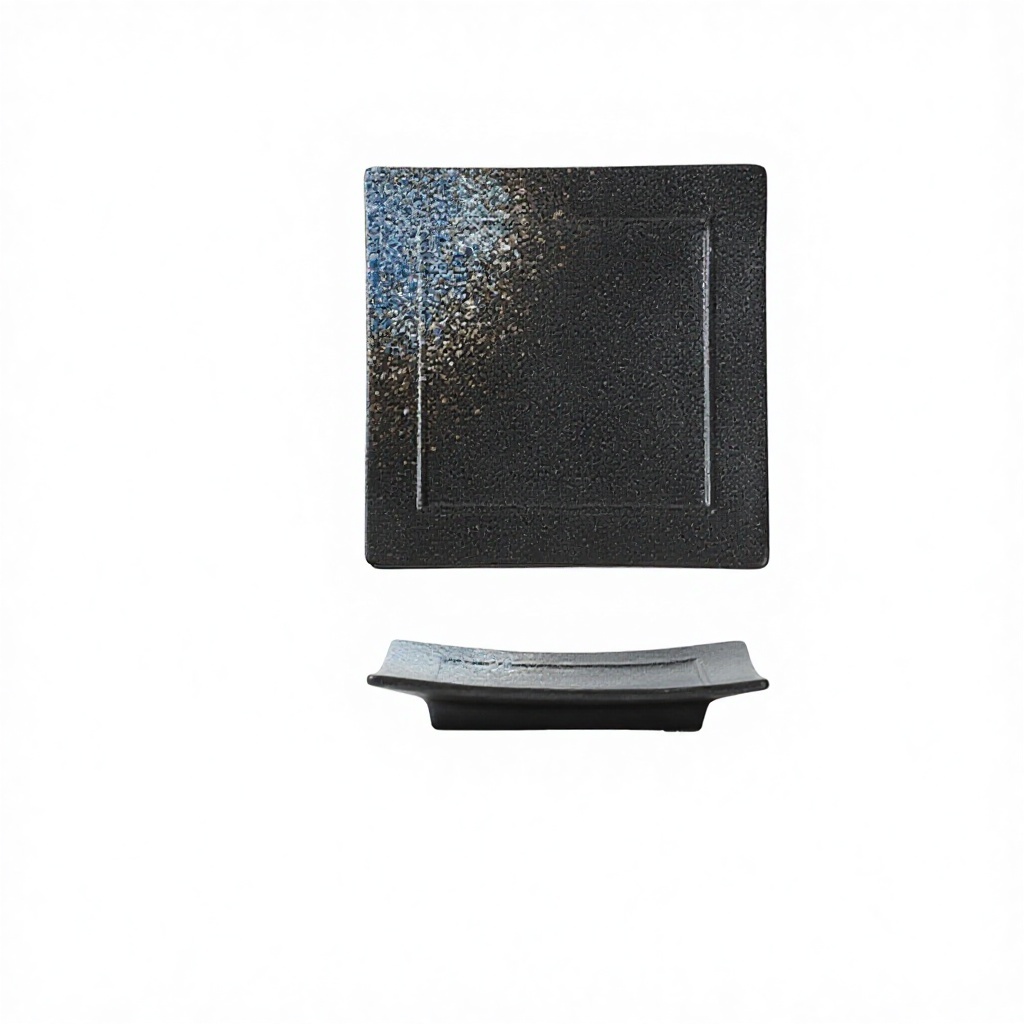 Assiette carrée de 7 pouces - bleu glace noir