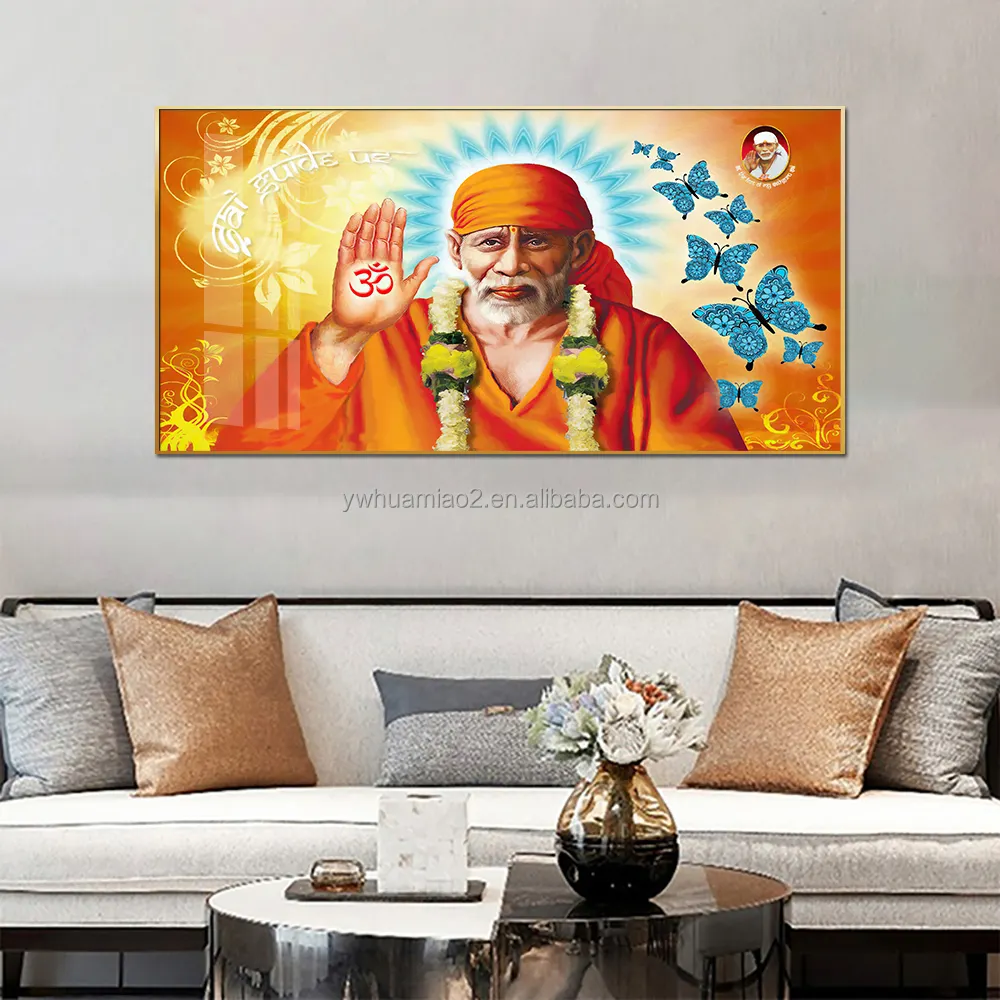 Home Decor India Lord God Sai Baba Pictures Abstract Poster Crystal Porcelain indian god wall art decor buddha canvas painting