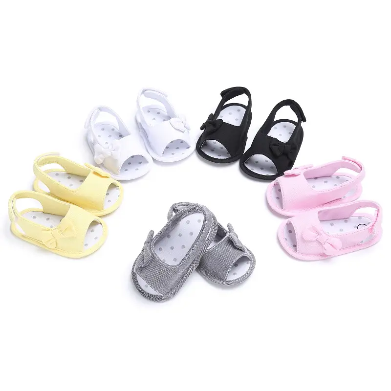 Çocuk parti ayakkabıları yay sandalet kız bebek ayakkabıları yumuşak alt bebek yürümeye başlayan ayakkabı 0-1 yaşında