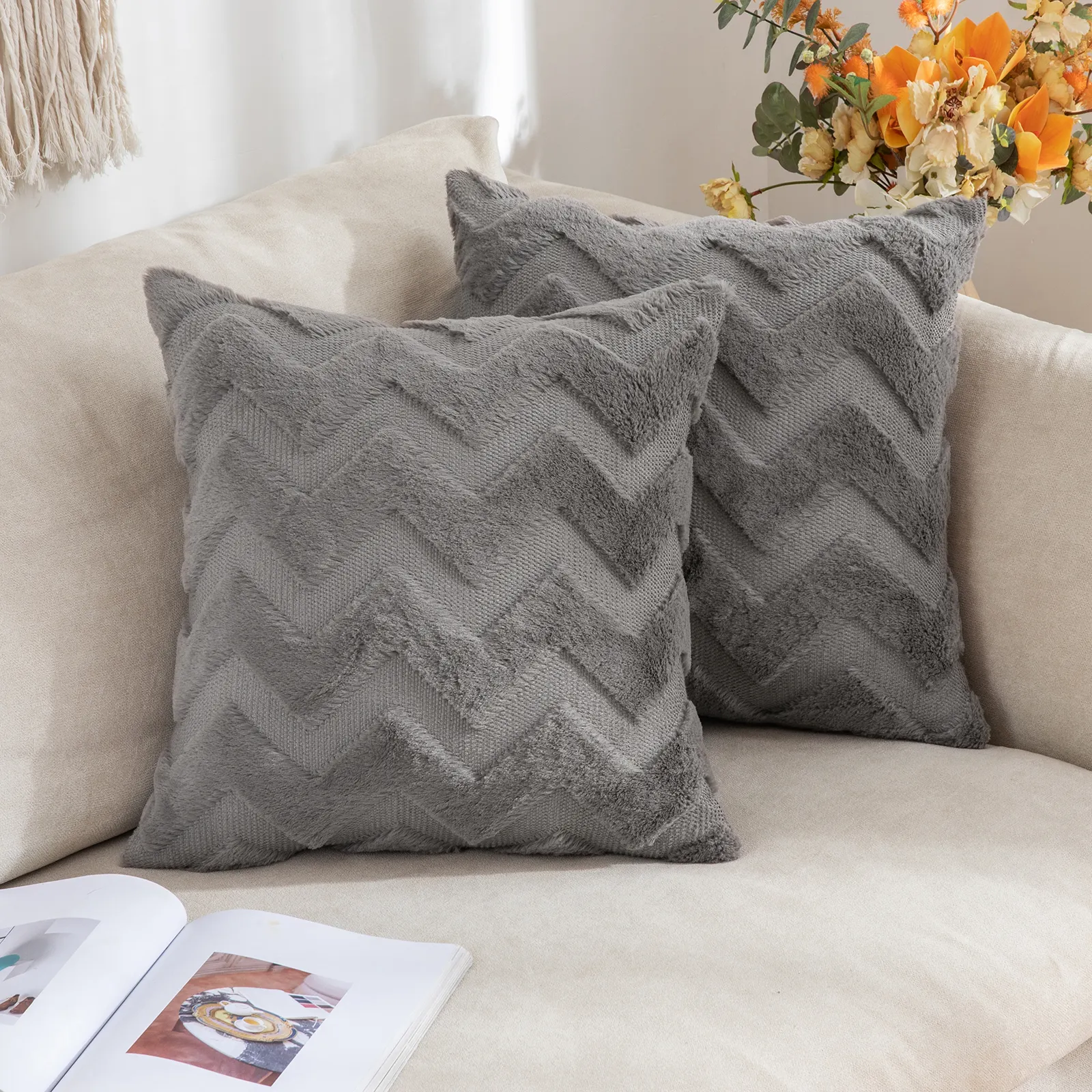 Promotion Benutzer definierte drei dimensionale Kunst pelz Kissen Home Sofa Weiche Plüsch Wellige Getreide Luxus Kissen bezug