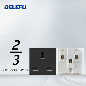 DELEFU Inglés Multi tres agujeros interruptor de enchufe estándar USB carga rápida tipo C clave DIY 4*2 4*4 módulo de función de panel negro