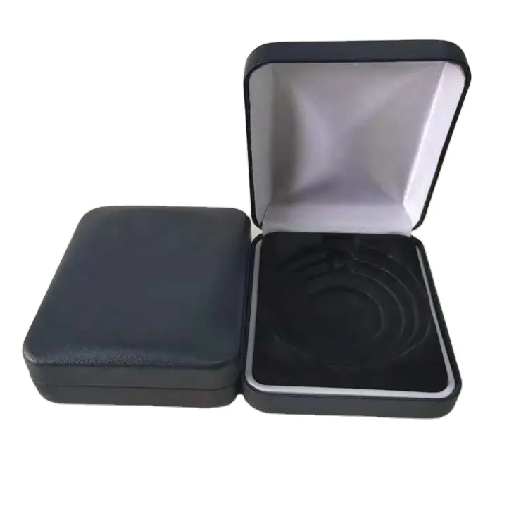 Aangepaste Medaille Verpakking Lederen Case Coin Display Box Met Lade Inserts.0