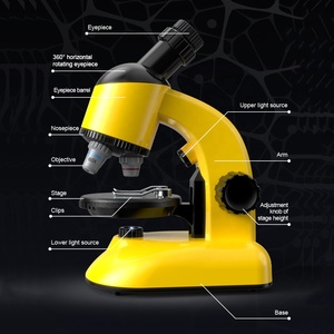 Microscopio para niños, Kit de ciencia para principiantes, gran aumento, 100-1200X, con tallo de luz, juguete con toboganes de plástico - Product Image 5