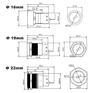 16mm 19mm 22mm selettore rotante in metallo impermeabile 2 3 posizioni ON OFF 1NO 1NC 2NO 2NC manopola a scatto interruttore a pulsante - Product Image 6