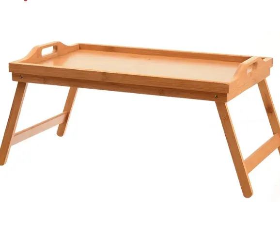 휴대용 노트북 트레이로 사용되는 다목적 트레이 대나무 침대 접이식 다리가있는 대형 트레이 아침 식사 테이블
